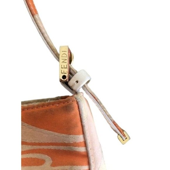 Fendi Ltd Ed Orange & Pink Print Silk & Leather Petite Satchel - Picture 9 of 9